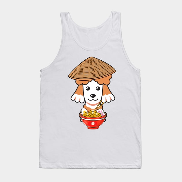 Funny Poodle Eating Noodles Tank Top by Pet Station